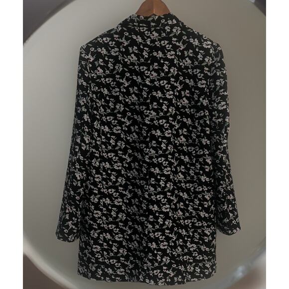 Lucca Couture& Wildfang Jacket (Oversized) Large Black Floral Print Button Down - Picture 7 of 10
